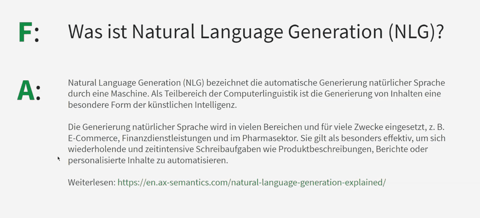 FAQ zu Natural Language Generation AX Semantics