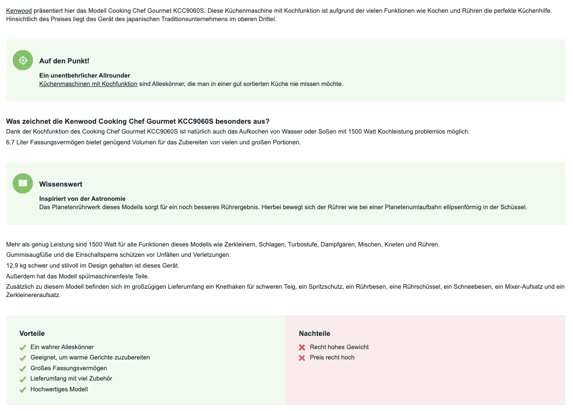 automatisiert erstellte Produktbeschreibung von billiger.de