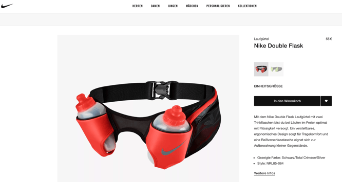 Analyse der Nike Seite