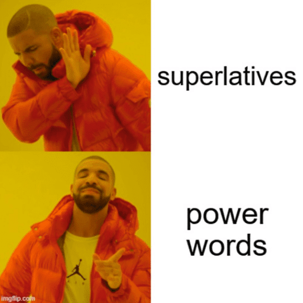 Superlative ver,eiden, Power Wörter verwenden